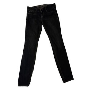 Express Women 7.5" Rise Jeans Size 4R Embossed Back Pocket Blue Skinny Cotton